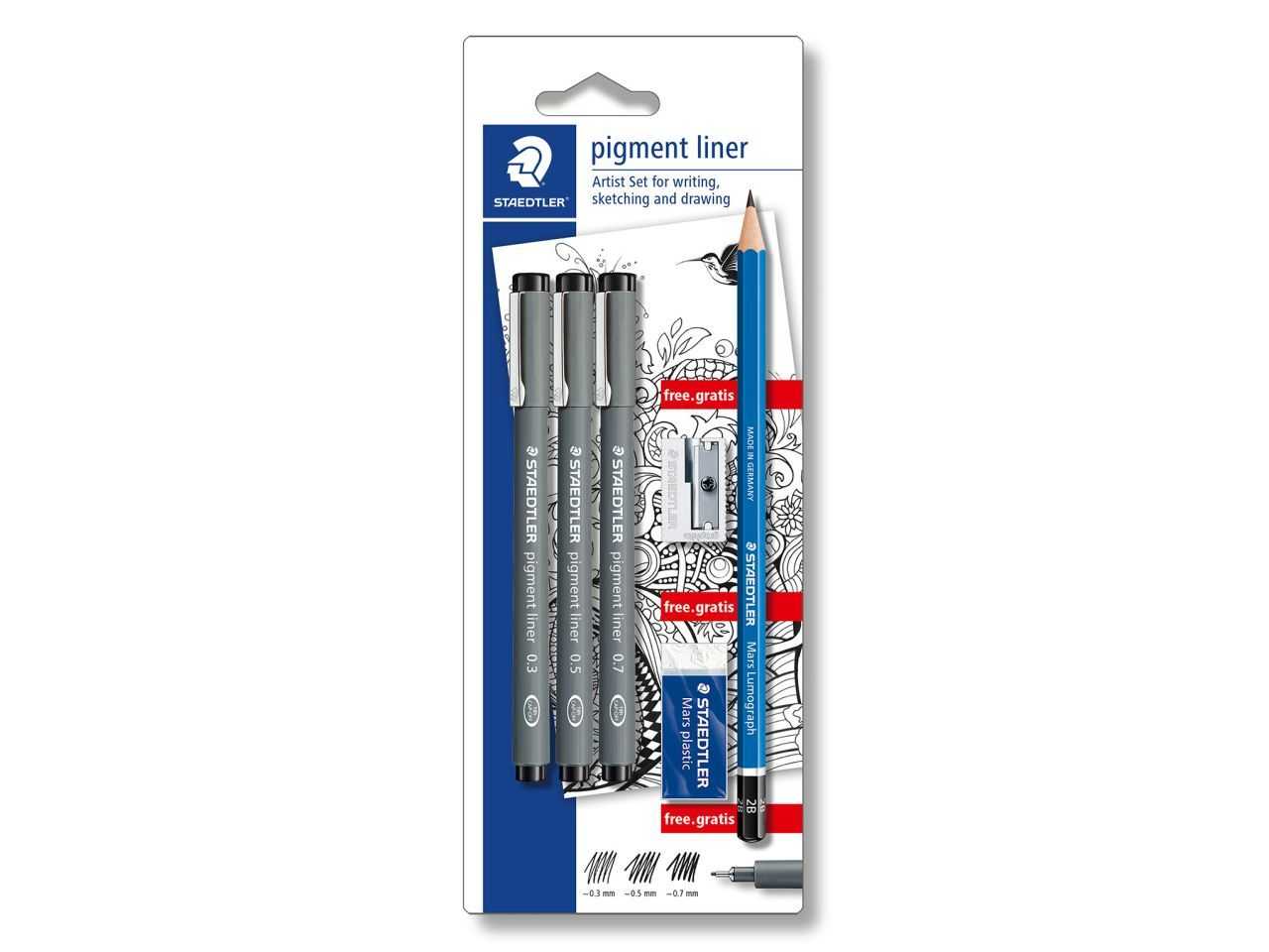 STAEDTLER - Pigment Liner 308 - 10 Penne A Punta Fine - Tratto 0,05 Mm Nero