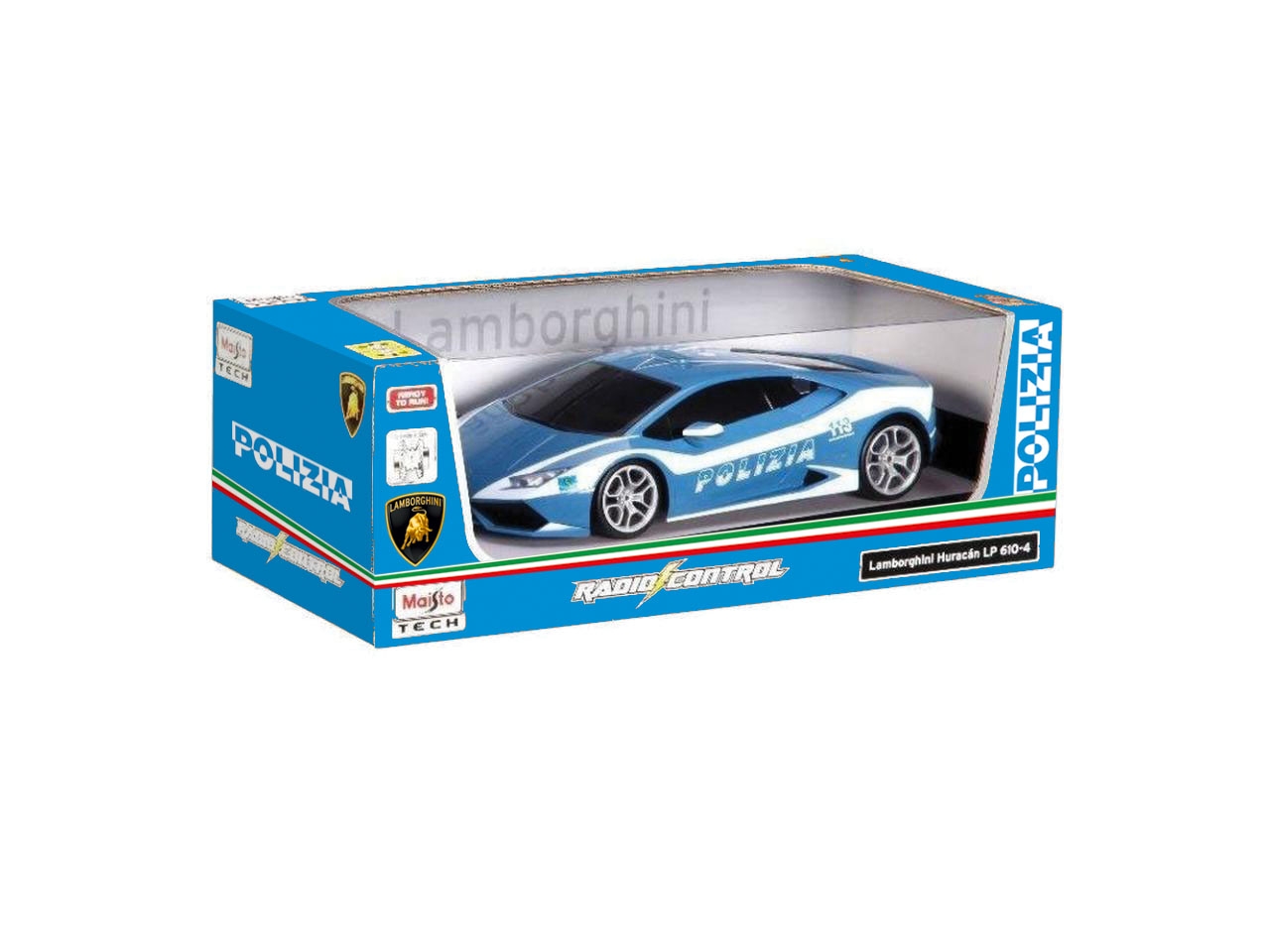 Auto Radiocomandata Lamborghini Huracan Polizia Scala 1 24 Die cast Azzurra e Bianca Licenza Ufficiale Lamborghini Full Function Dettagli Realistici Dimensioni 11 1x13 3x26 7 cm Eta 8 Maisto Tech Agru...