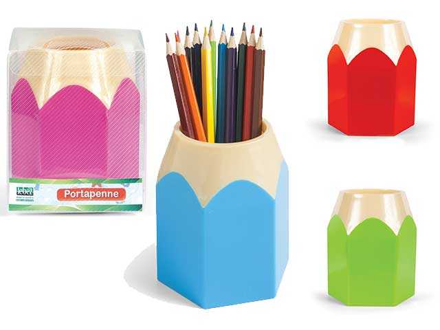 Cestino porta penne colori assortiti h.9,5xd.9cm