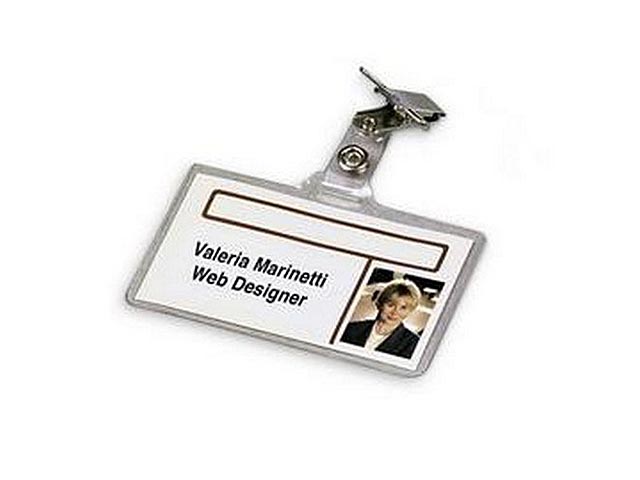 PORTA BADGE PVC SEMIRIGIDO CON CLIP 90X56 MM. LEBEZ - CARTAMEA