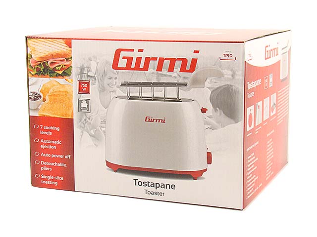 Girmi Tostapane Tp1001 750W, Pinze Estraibili, 7 Livelli Cottura