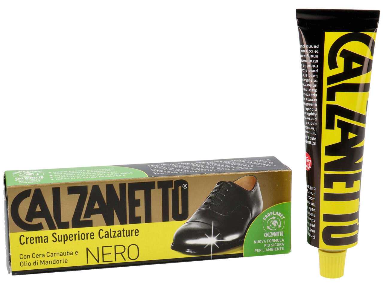 Calzanetto Crema per Calzature Lucido, Nero, 50ml : : Moda