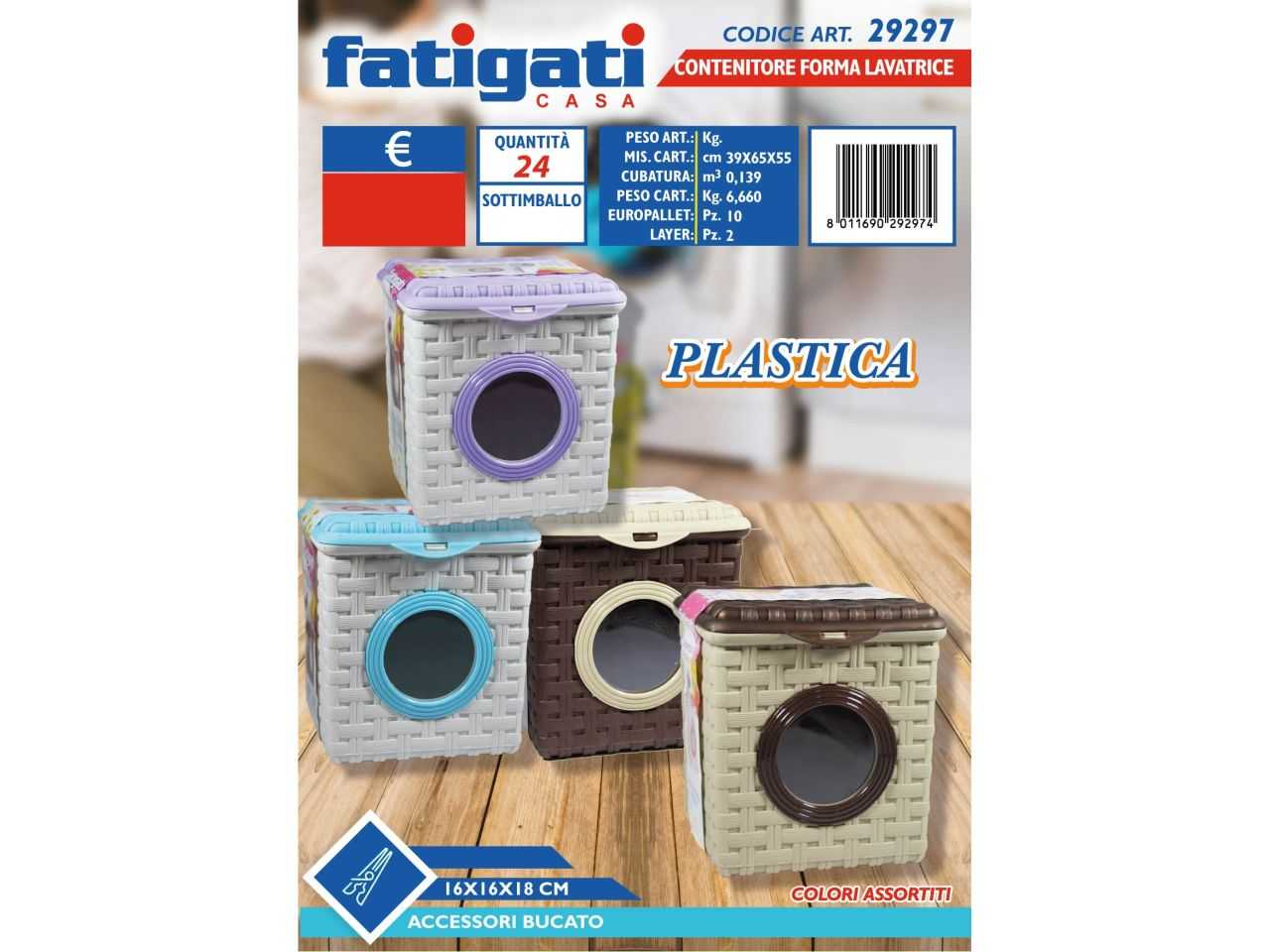 8011690315468 - BUCATO CESTINO PORTAMOLLETTE IN PLASTICA DECORATO FATIGATI