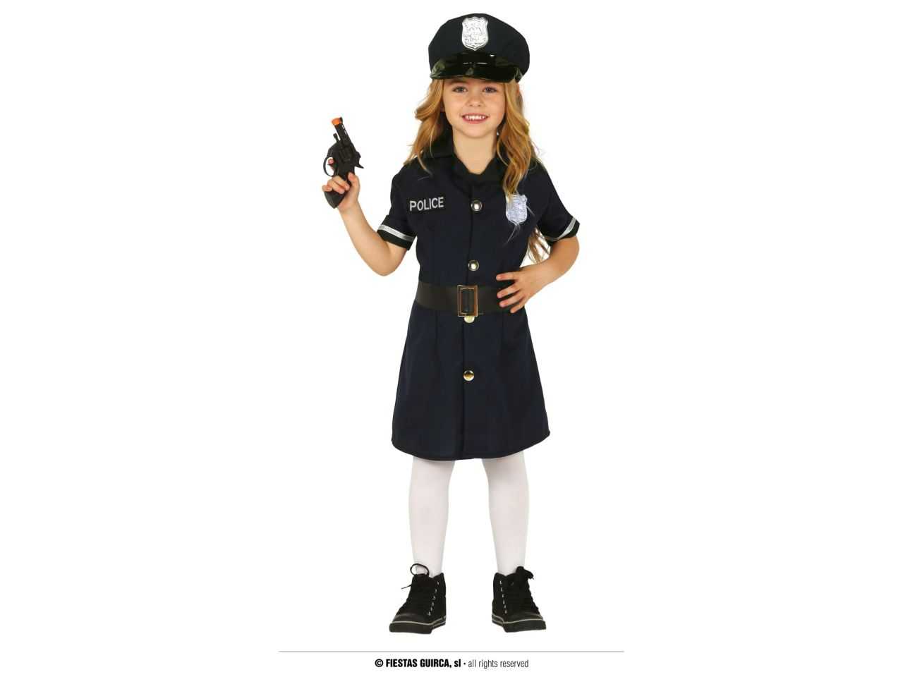 COSTUME BAMBINA POLIZIOTTO CON CAMICIA,CRAVATTA, PANTALONI