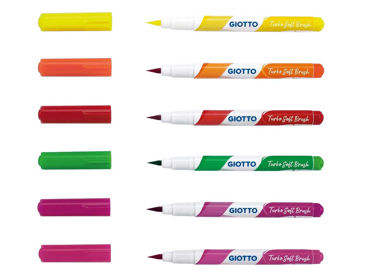 Pennarelli giotto soft brush fluo - la confezione contiene 6pz