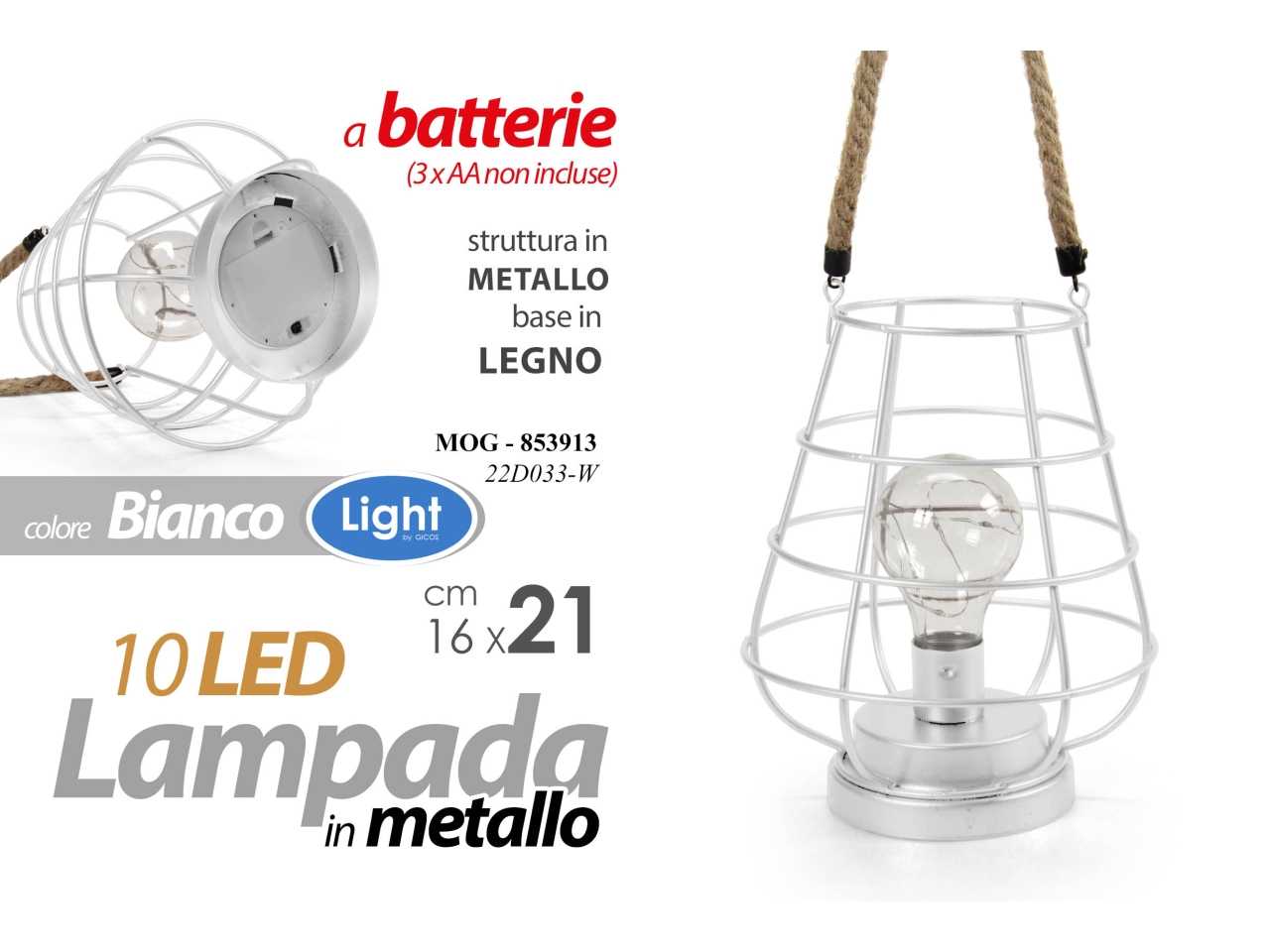 Lampada in metallo nera a forma di mappamondo con 10 led misura 15x15x19cm  - funzionamento a batterie (3x aa non incluse)