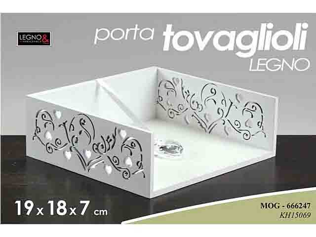 Scatola porta oggetti rettangolare in legno bianco decorato