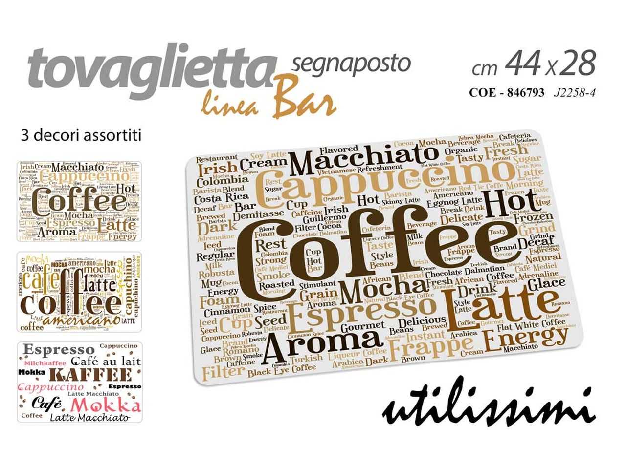 TOVAGLIETTA COLAZIONE PLASTIFICATA STAMPA MOSAICO 44X28CM