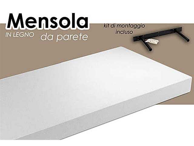 Mensola in legno da parete con applicazione scritta home in