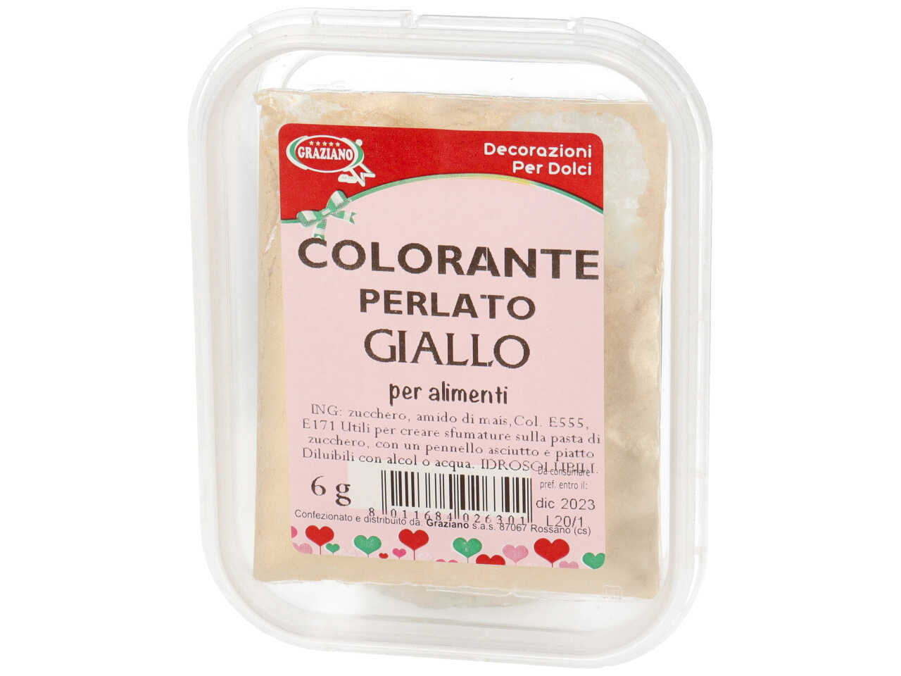 Colorante alimentare in polvere colore giallo perlato 6gr