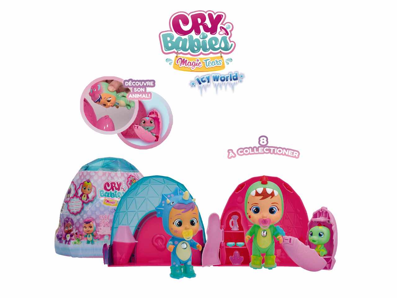 CRY BABIES MAGIC TEARS Icy World Dinos, Bambola Dinosauro a Sorpresa da  Collezione che Piange Lacrime Vere e ha il suo Cucciolo di Dinosauro,  Giocattolo per Bambini +3 anni : : Giochi