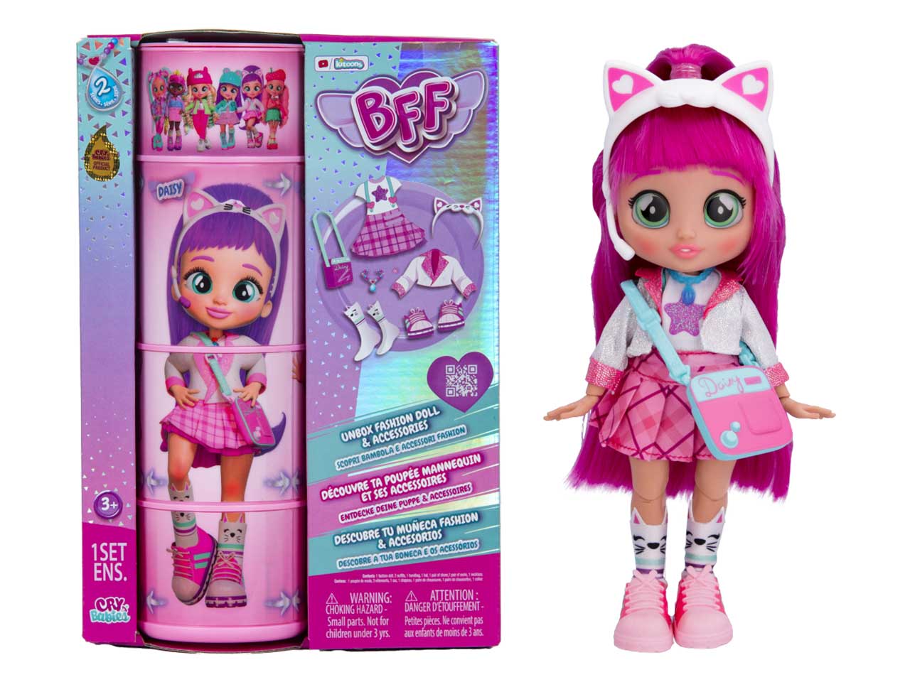 BAMBOLA CRY BABIES BFF SERIE 2 DAISY CON GUARDAROBA E ACCESSORI