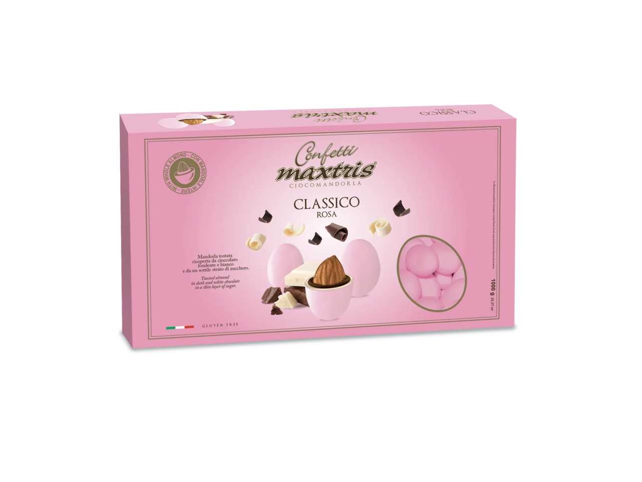 Confezionamento con N° 5 Confetti rosa al cioccolato