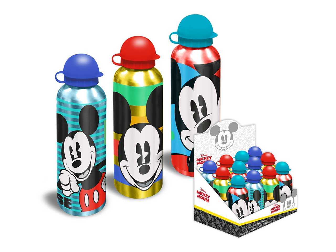 Disney Mickey Mouse Borraccia in Alluminio 600ml con Cannuccia