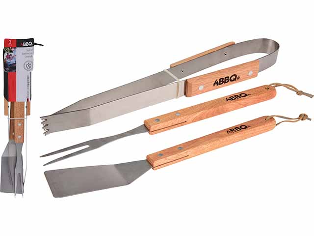 Barbecue pinza inox e manico legno 