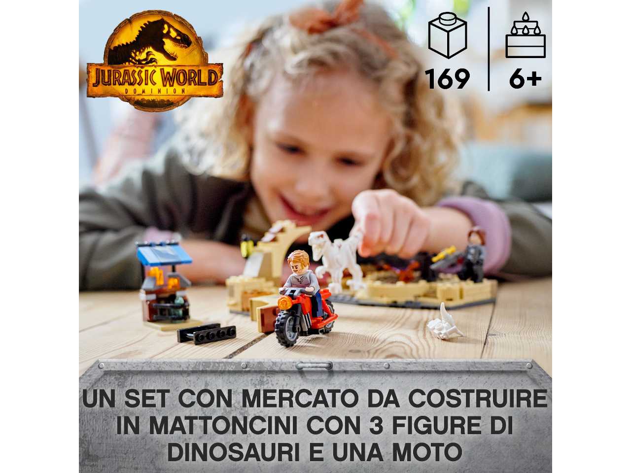 LEGO Jurassic World Atrociraptor: Inseguimento sulla Moto, Include 2  Minifigure e un Dinosauro Giocattolo, Giochi per Bambini dai 6 Anni in su,  76945