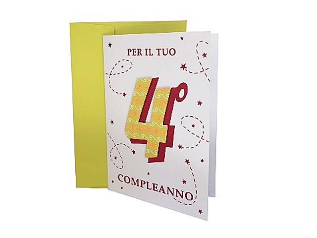 Biglietto di Auguri Compleanno - 4 anni