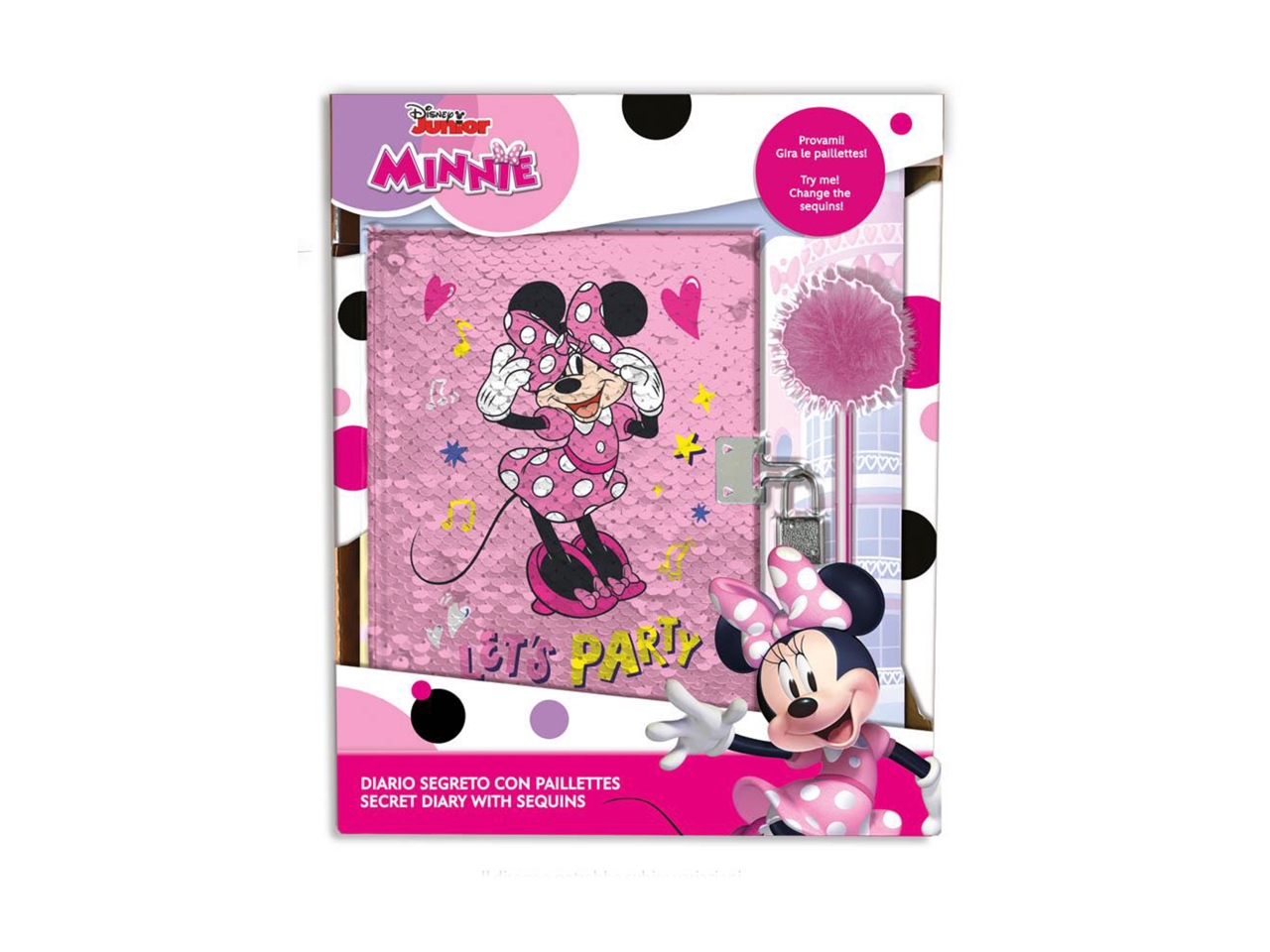 Diario segreto Minnie con pailettes reversibili e penna magica