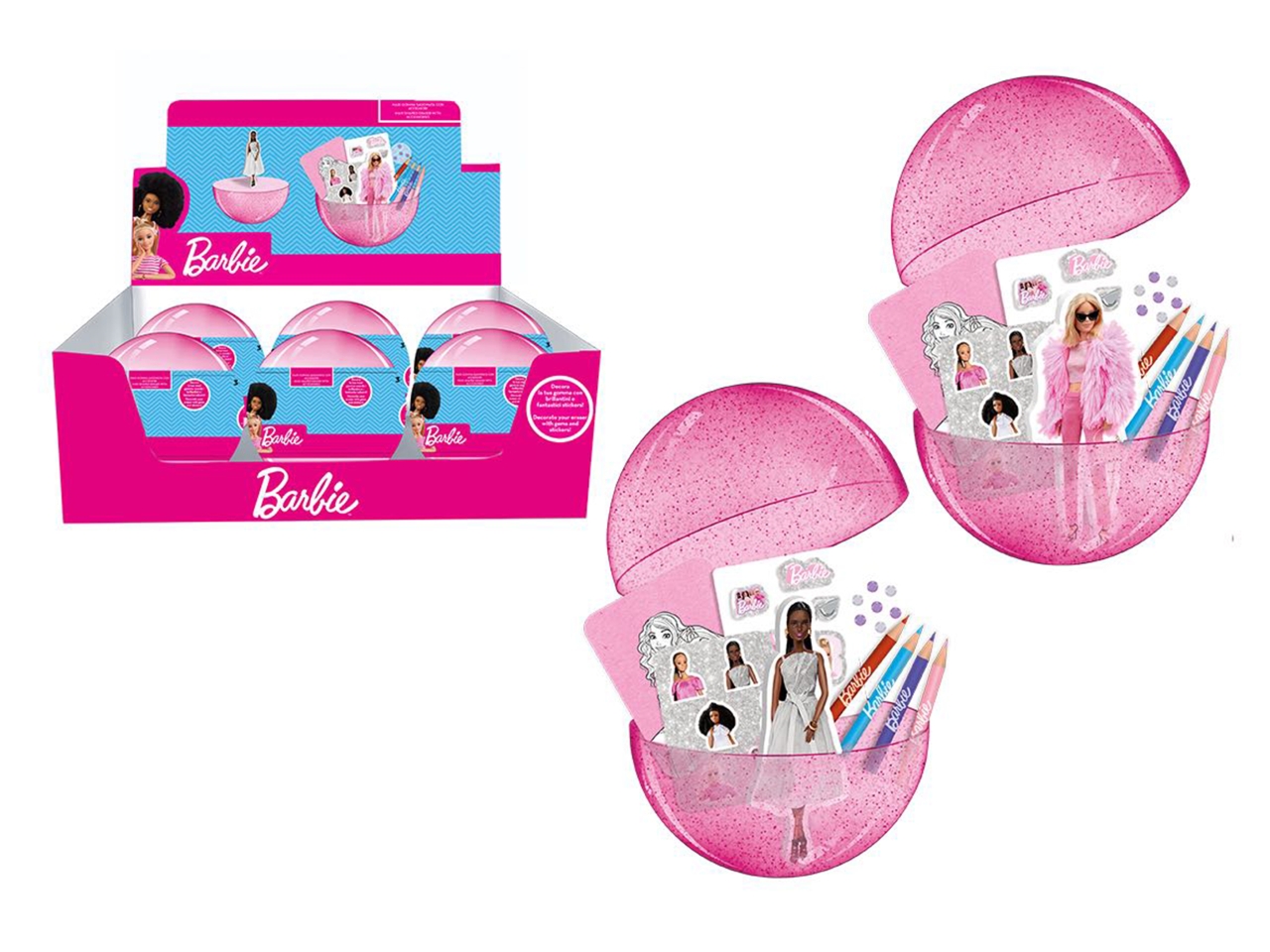 Sfera portaoggetti Barbie con mini kit cancelleria