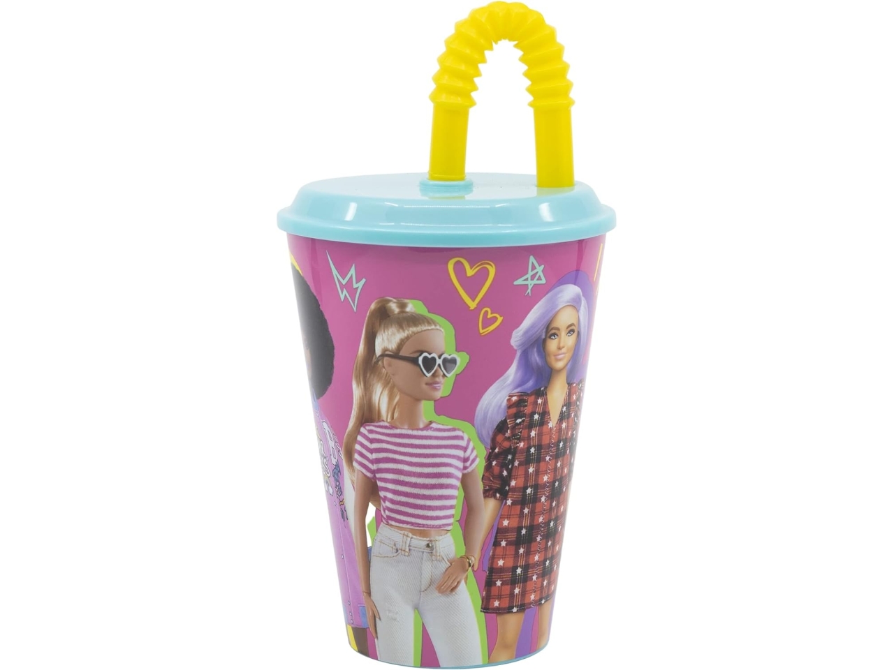 Barbie - Bicchiere 260ml in plastica per Bambina, per la Scuola o il Tempo  Libero
