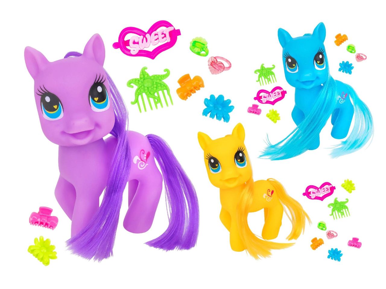 Wtoy playset pony con accessori in 3 colori