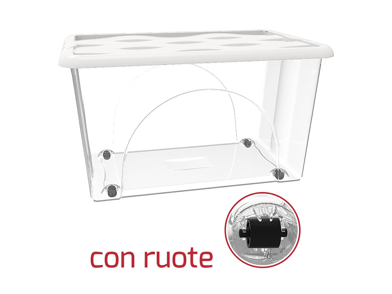 Storage box modello dune capacita' 60l con ruote trasparente con coperchio  colore bianco panna