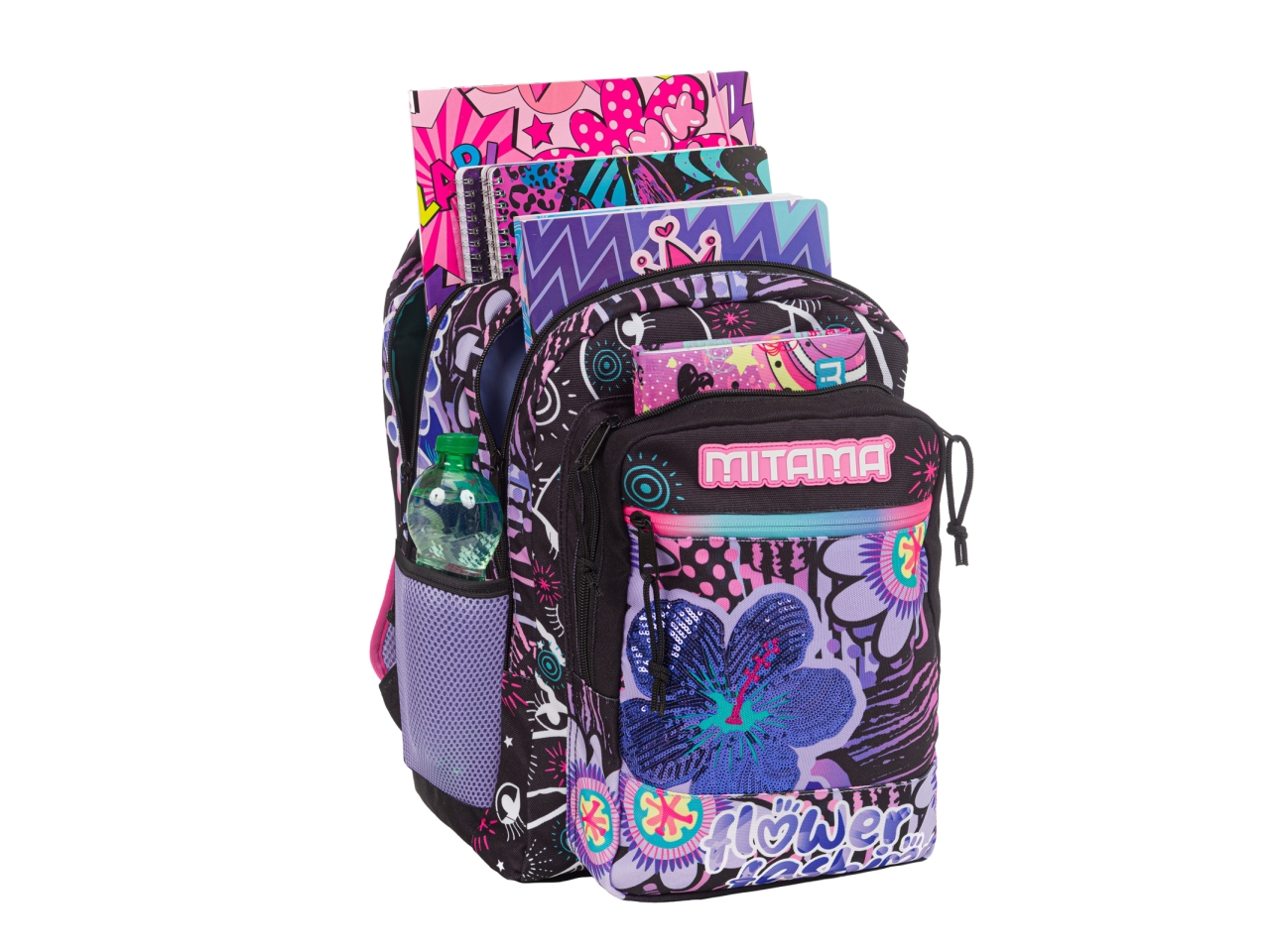 Zaino scuola Mitama estensibile mix Girl in tessuto impermeabile assortiti 40x28x25 cm Agrusti.eu
