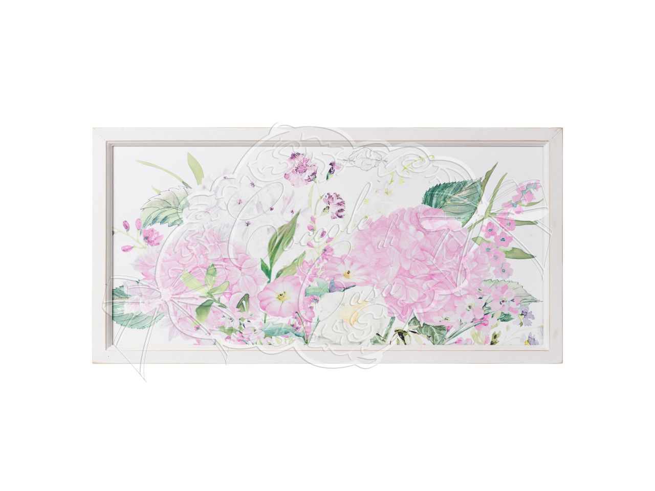 Quadro ortensie cornice bianca 40x80cm in 2 assortimenti