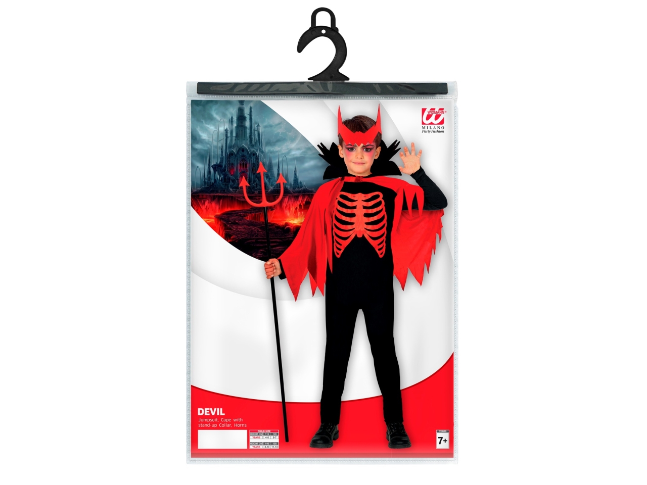 Costume da diavolo - il costume comprende costume, mantello con collare e  corna - taglia 4-5 anni